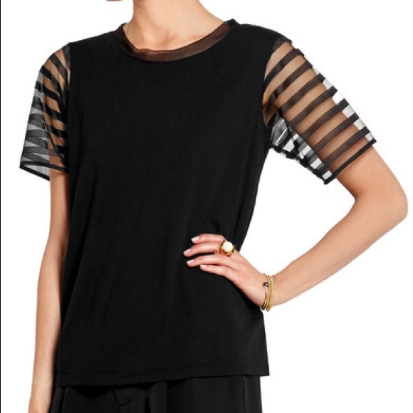 Clu Black Tulle cotton modal T-shirt Tee Shirt Top Size Small Net-a-Porter - Picture 1 of 8